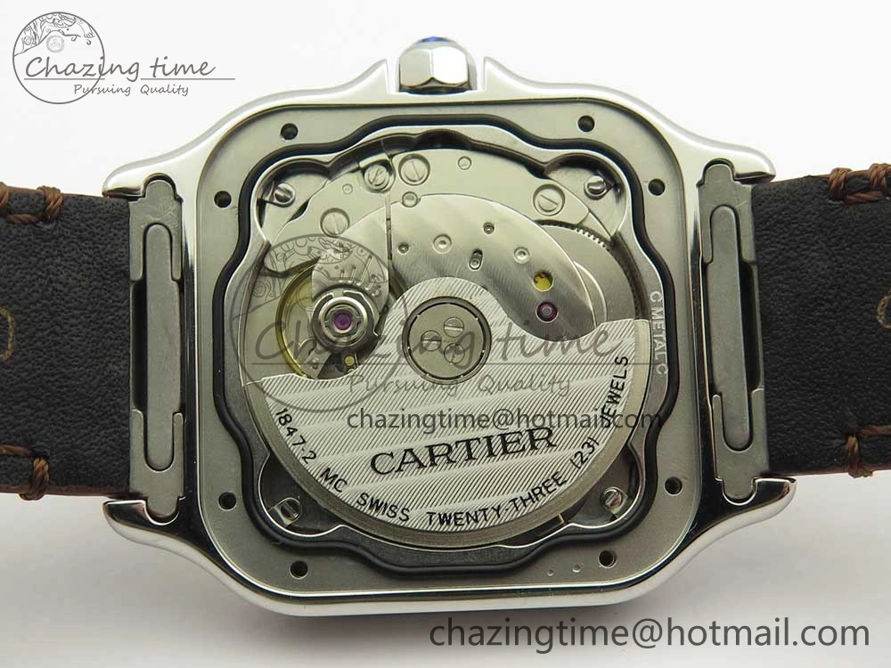 Santos de Cartier 35mm 2018 V6F 1:1 Best Edition White Dial RG Bezel on DeepBrown Leather Strap MIYOTA 9015