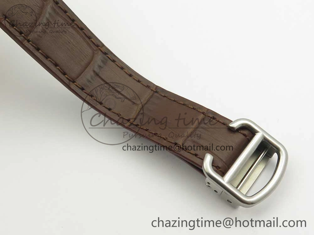 Santos de Cartier 35mm 2018 V6F 1:1 Best Edition White Dial RG Bezel on DeepBrown Leather Strap MIYOTA 9015