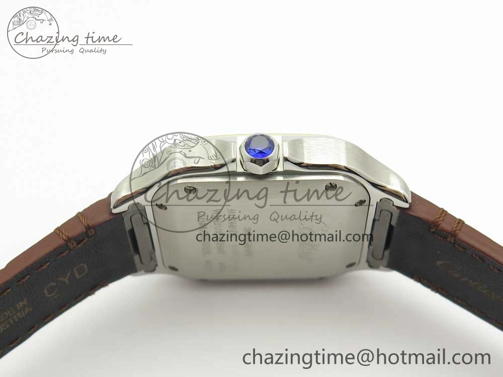 Santos de Cartier 35mm 2018 V6F 1:1 Best Edition White Dial YG Bezel on DeepBrown Leather Strap MIYOTA 9015