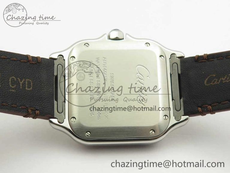 Santos de Cartier 35mm 2018 V6F 1:1 Best Edition White Dial YG Bezel on DeepBrown Leather Strap MIYOTA 9015