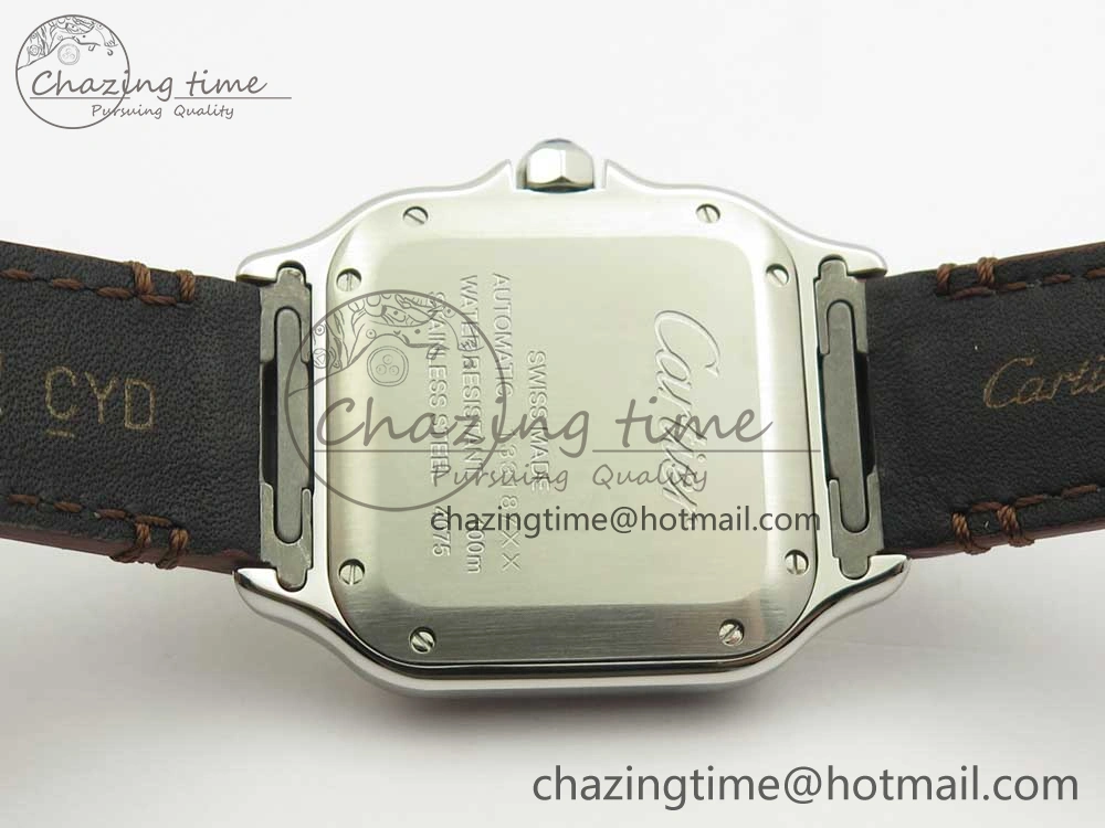 Santos de Cartier 35mm 2018 V6F 1:1 Best Edition White Dial YG Bezel on DeepBrown Leather Strap MIYOTA 9015