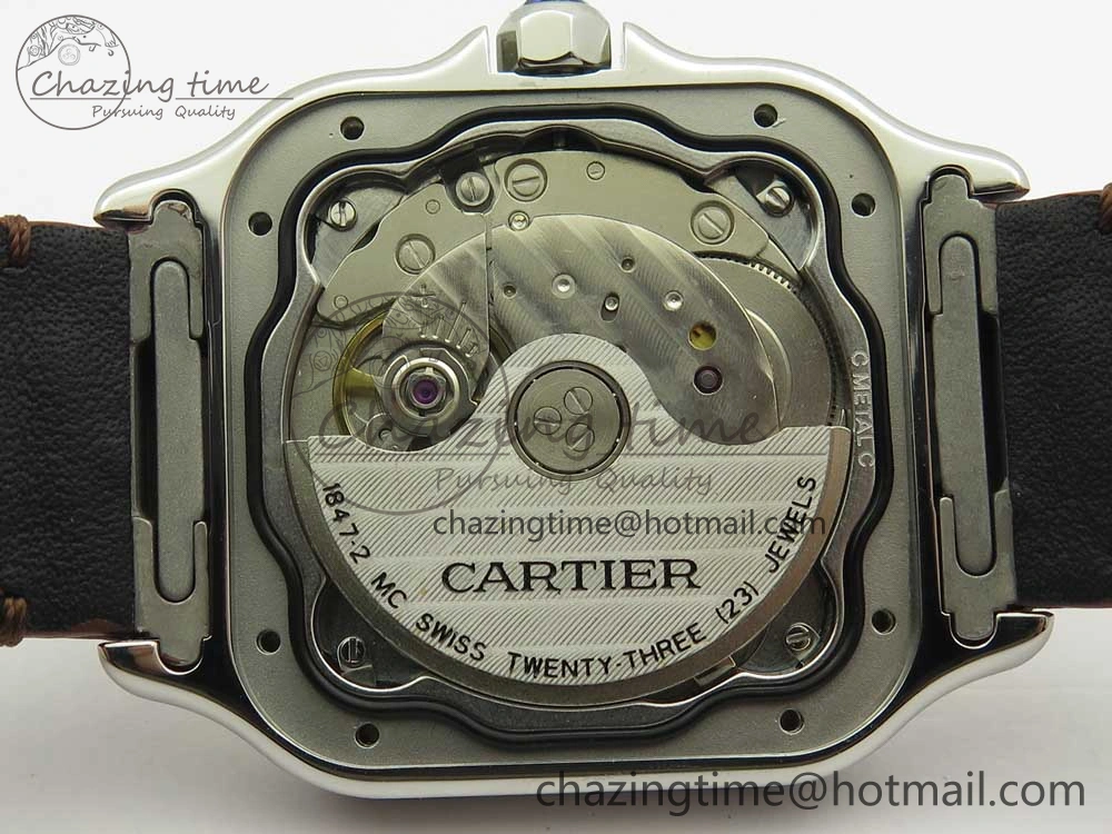 Santos de Cartier 35mm 2018 V6F 1:1 Best Edition White Dial YG Bezel on DeepBrown Leather Strap MIYOTA 9015