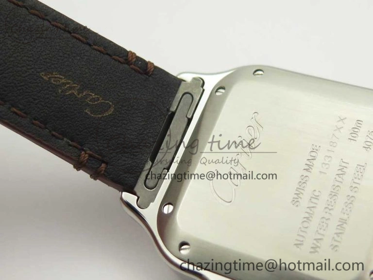 Santos de Cartier 35mm 2018 V6F 1:1 Best Edition White Dial YG Bezel on DeepBrown Leather Strap MIYOTA 9015