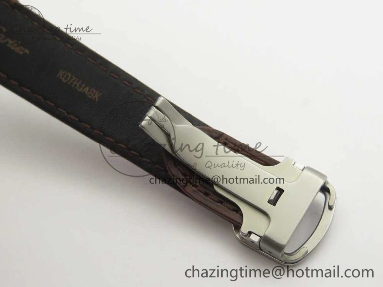 Santos de Cartier 35mm 2018 V6F 1:1 Best Edition White Dial YG Bezel on DeepBrown Leather Strap MIYOTA 9015