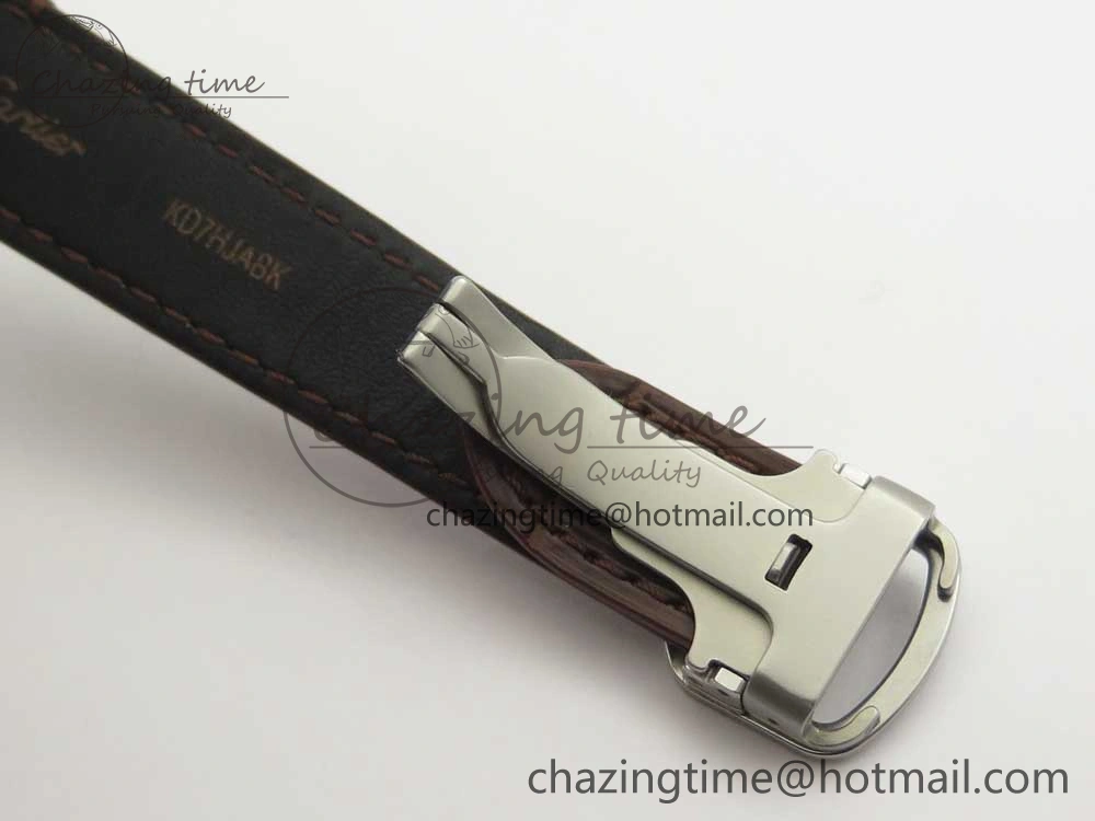 Santos de Cartier 35mm 2018 V6F 1:1 Best Edition White Dial YG Bezel on DeepBrown Leather Strap MIYOTA 9015