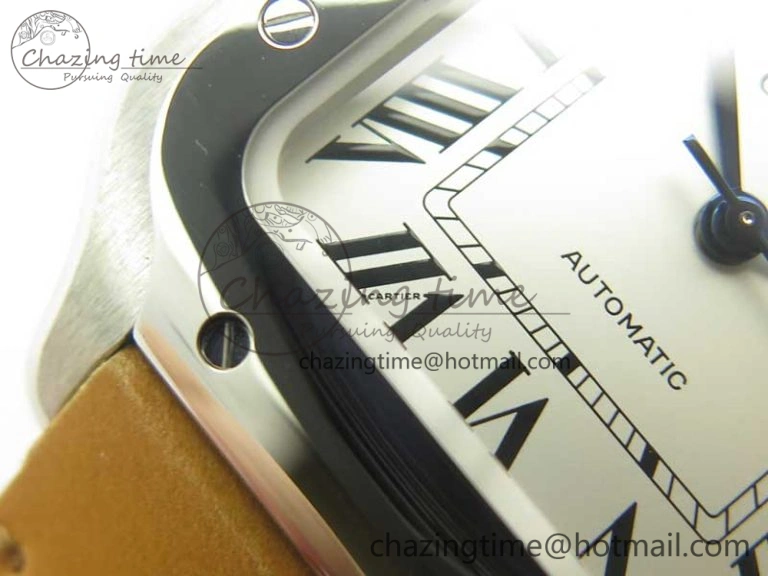 Santos de Cartier 35mm 2018 V6F 1:1 Best Edition White Dial on Brown Leather Strap MIYOTA 9015