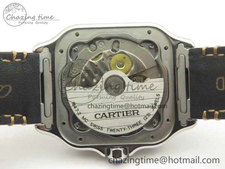 Santos de Cartier 35mm 2018 V6F 1:1 Best Edition White Dial on Brown Leather Strap MIYOTA 9015