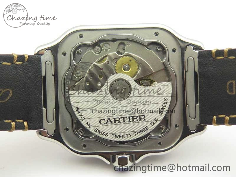 Santos de Cartier 35mm 2018 V6F 1:1 Best Edition White Dial on Brown Leather Strap MIYOTA 9015