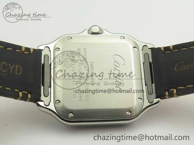 Santos de Cartier 35mm 2018 V6F 1:1 Best Edition White Dial on Brown Leather Strap MIYOTA 9015
