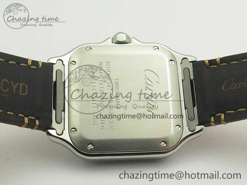 Santos de Cartier 35mm 2018 V6F 1:1 Best Edition White Dial on Brown Leather Strap MIYOTA 9015