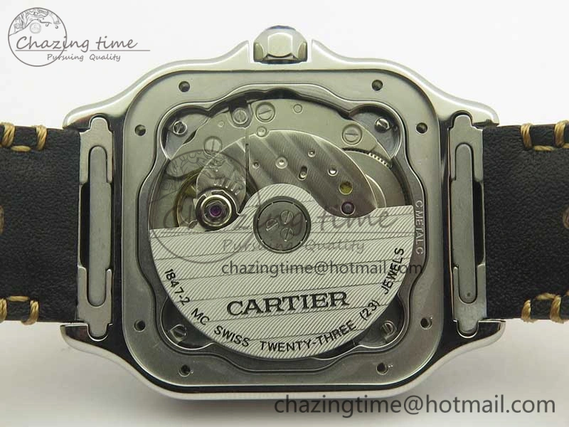 Santos de Cartier 35mm 2018 V6F 1:1 Best Edition White Dial on Brown Leather Strap MIYOTA 9015