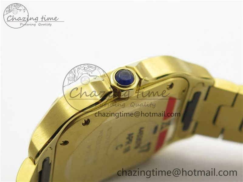 Santos de Cartier 35mm 2018 YG Diamonds Bezel RXW 1:1 Best Edition White Dial on SmartLinks YG Bracelet MIYOTA 9015