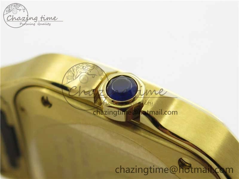 Santos de Cartier 35mm 2018 YG Diamonds Bezel RXW 1:1 Best Edition White Dial on SmartLinks YG Bracelet MIYOTA 9015