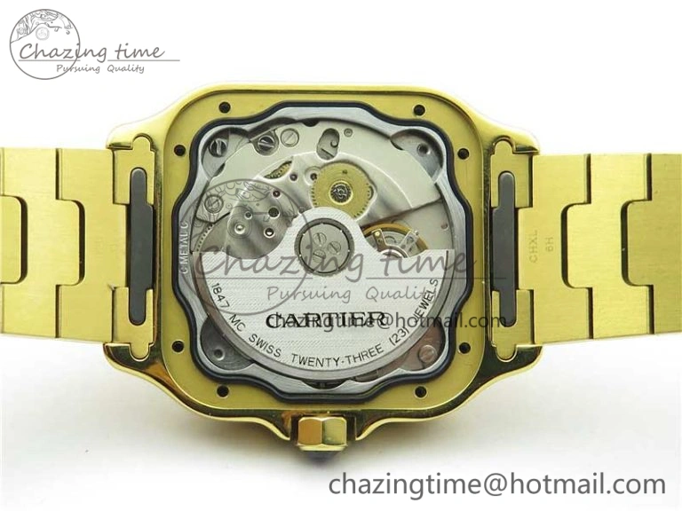 Santos de Cartier 35mm 2018 YG Diamonds Bezel RXW 1:1 Best Edition White Dial on SmartLinks YG Bracelet MIYOTA 9015