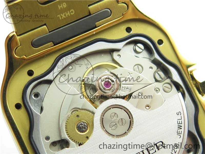 Santos de Cartier 35mm 2018 YG Diamonds Bezel RXW 1:1 Best Edition White Dial on SmartLinks YG Bracelet MIYOTA 9015