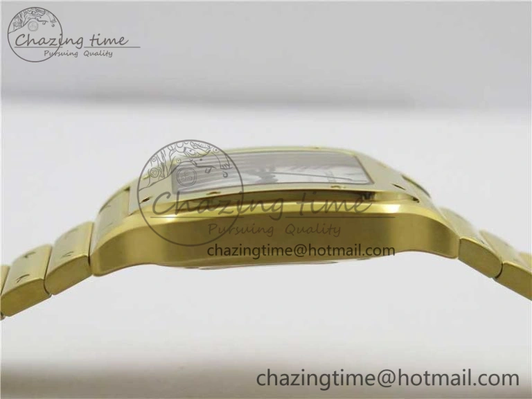 Santos de Cartier 35mm 2018 YG RXW 1:1 Best Edition White Dial on SmartLinks YG Bracelet MIYOTA 9015