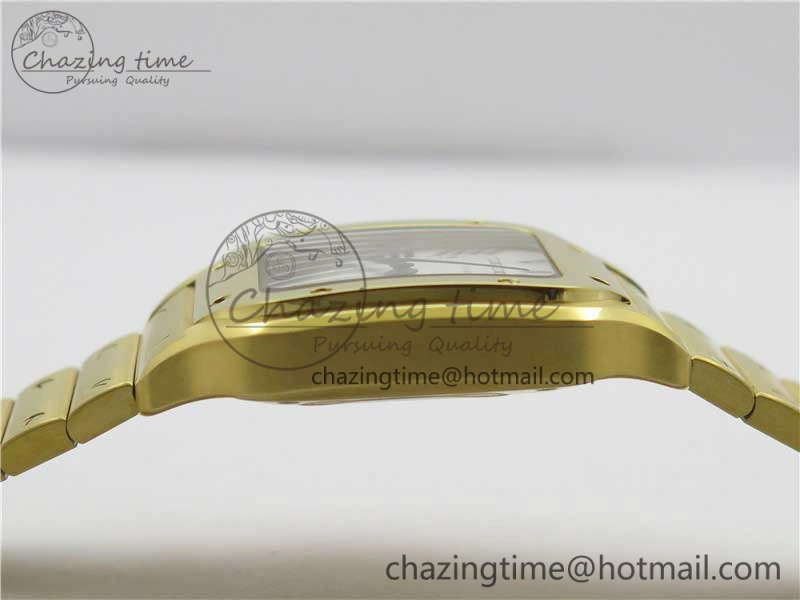 Santos de Cartier 35mm 2018 YG RXW 1:1 Best Edition White Dial on SmartLinks YG Bracelet MIYOTA 9015
