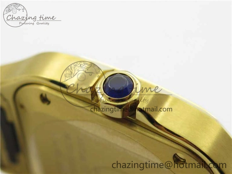 Santos de Cartier 35mm 2018 YG RXW 1:1 Best Edition White Dial on SmartLinks YG Bracelet MIYOTA 9015