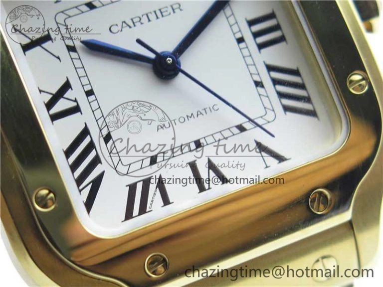 Santos de Cartier 35mm 2018 YG RXW 1:1 Best Edition White Dial on SmartLinks YG Bracelet MIYOTA 9015