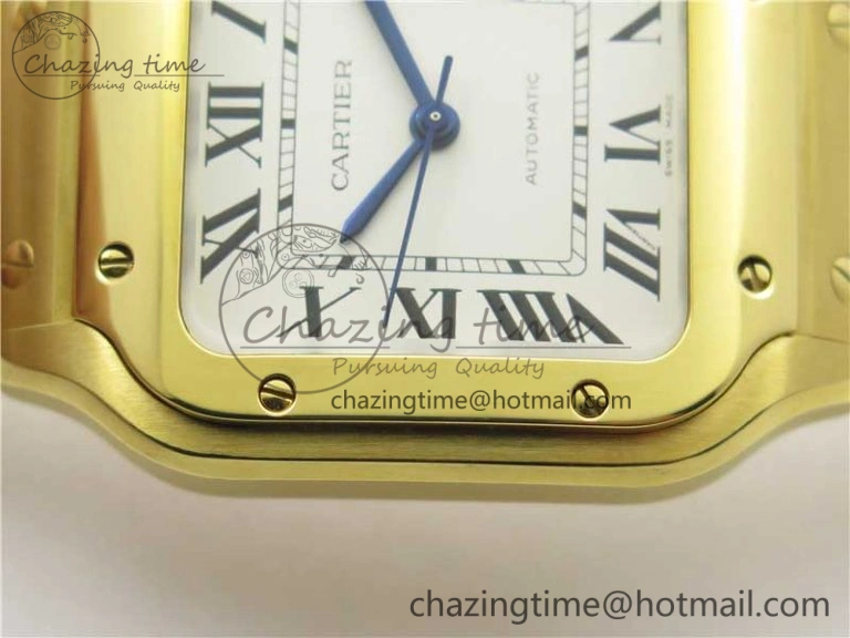 Santos de Cartier 35mm 2018 YG RXW 1:1 Best Edition White Dial on SmartLinks YG Bracelet MIYOTA 9015
