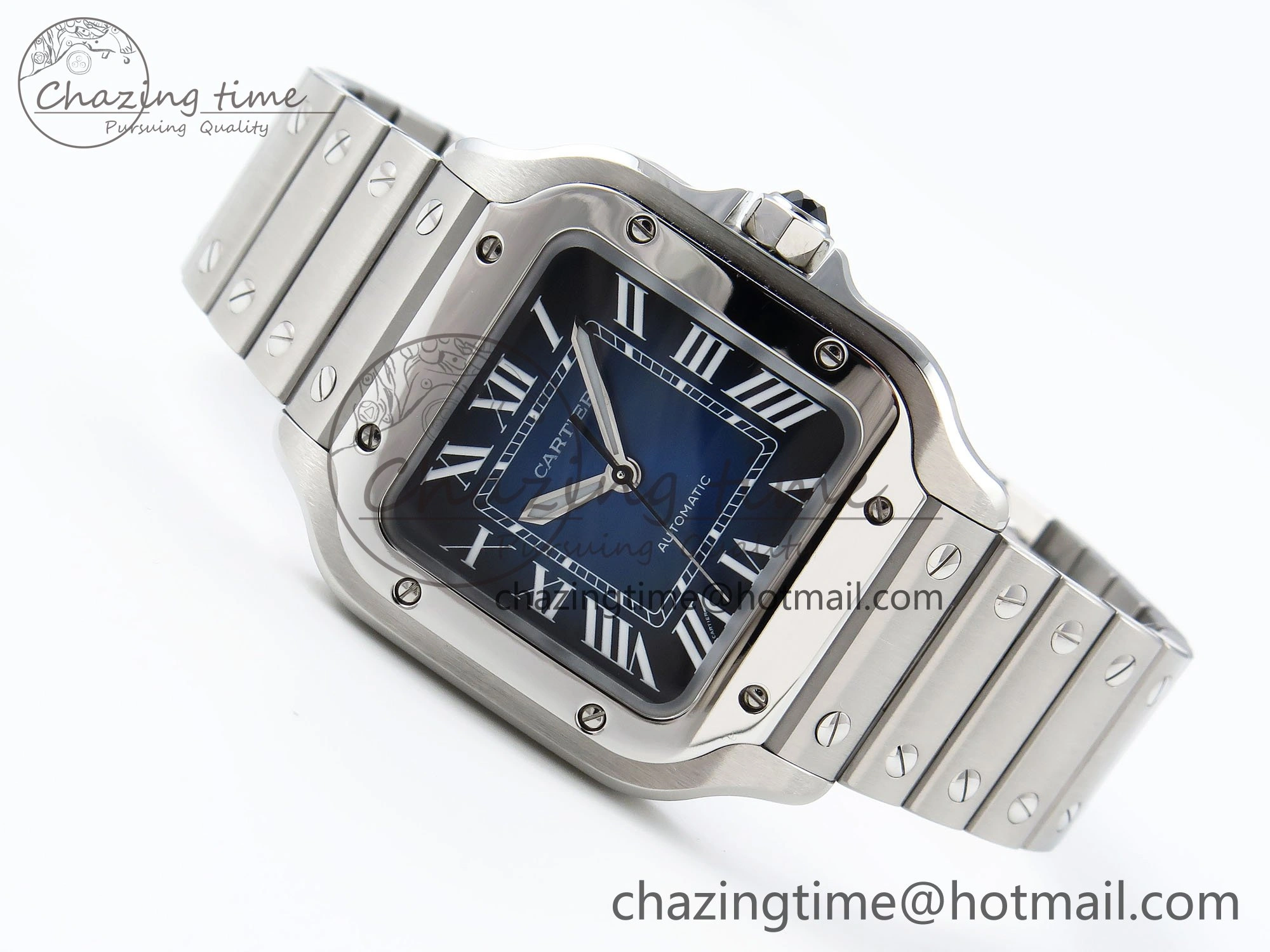 Santos de Cartier 35mm BVF 1:1 Best Edition Blue Dial on SS SmartLinks Bracelet MIYOTA 9015