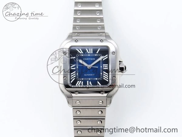 Santos de Cartier 35mm BVF 1:1 Best Edition Blue Dial on SS SmartLinks Bracelet MIYOTA 9015