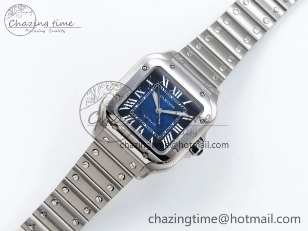 Santos de Cartier 35mm BVF 1:1 Best Edition Blue Dial on SS SmartLinks Bracelet MIYOTA 9015