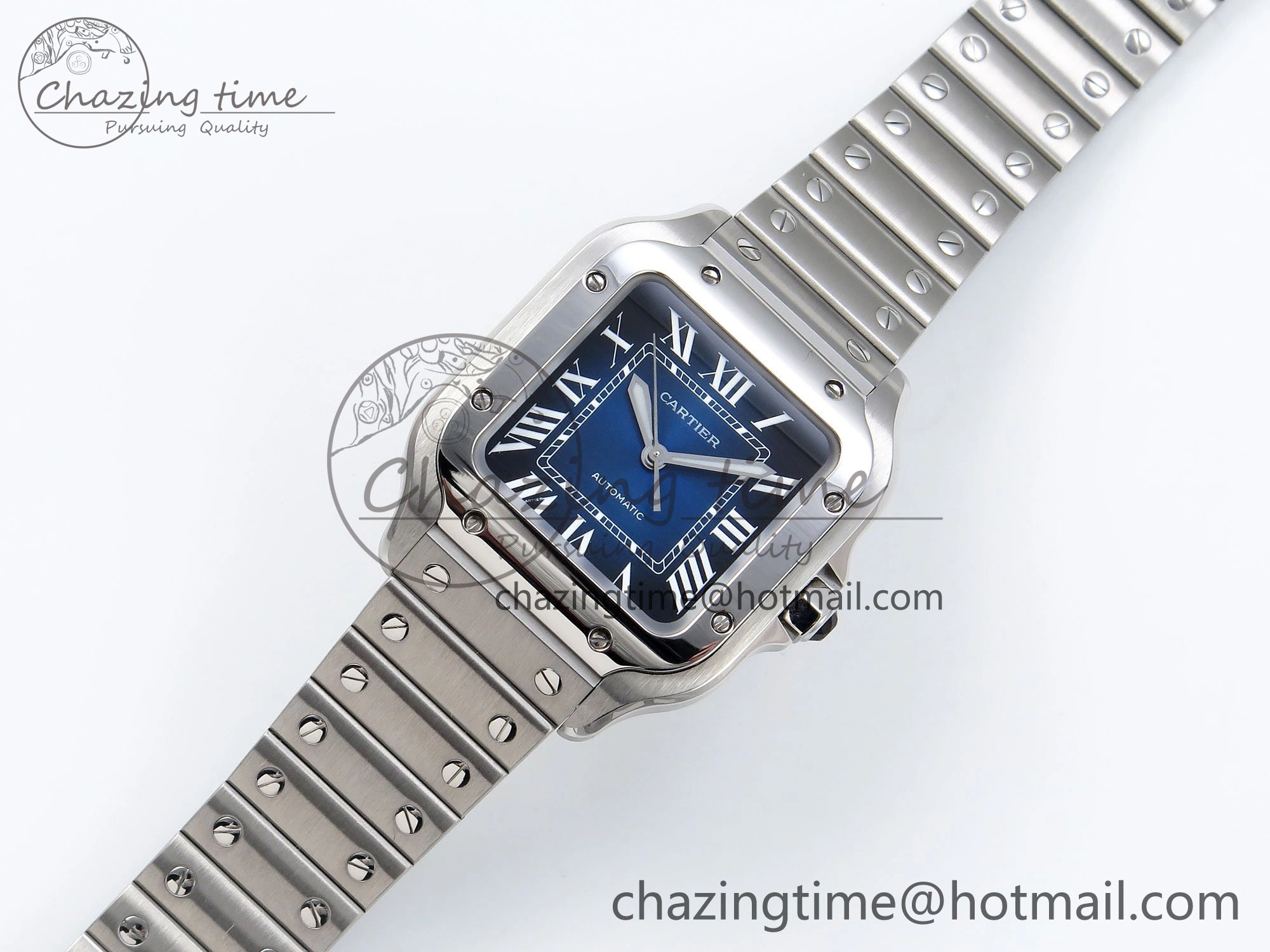Santos de Cartier 35mm BVF 1:1 Best Edition Blue Dial on SS SmartLinks Bracelet MIYOTA 9015