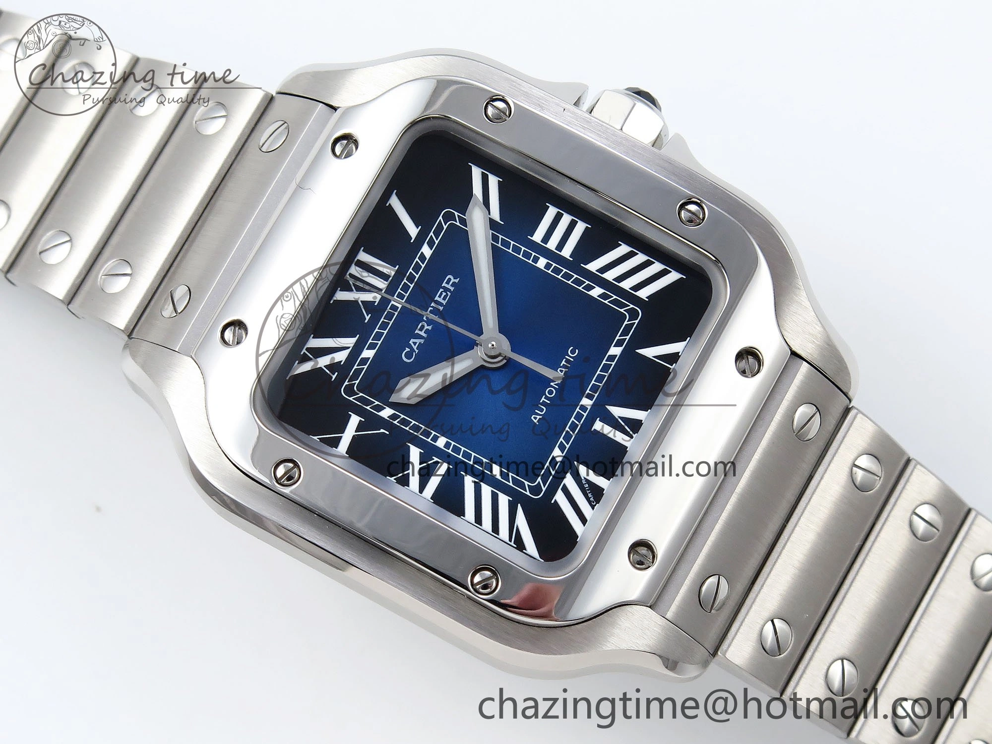 Santos de Cartier 35mm BVF 1:1 Best Edition Blue Dial on SS SmartLinks Bracelet MIYOTA 9015