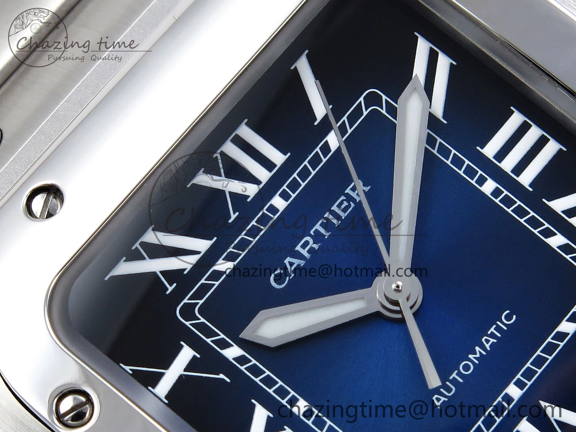 Santos de Cartier 35mm BVF 1:1 Best Edition Blue Dial on SS SmartLinks Bracelet MIYOTA 9015