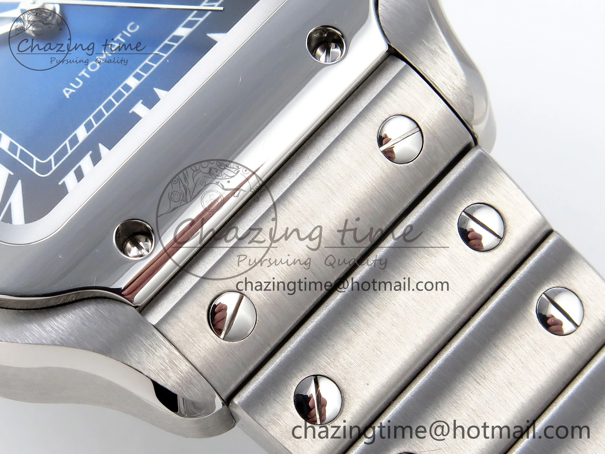 Santos de Cartier 35mm BVF 1:1 Best Edition Blue Dial on SS SmartLinks Bracelet MIYOTA 9015
