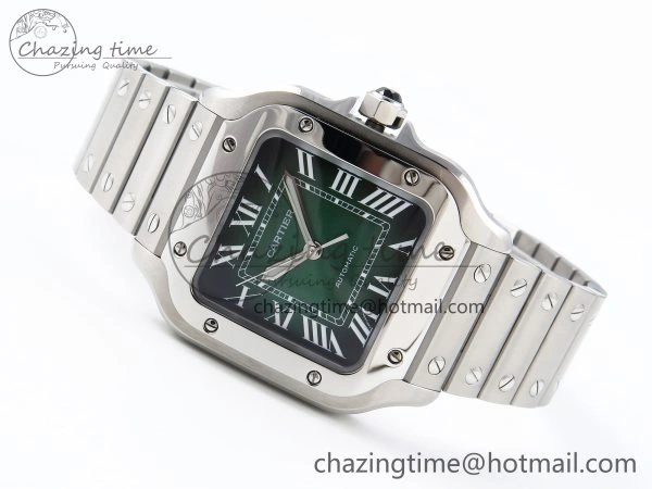 Santos de Cartier 35mm BVF 1:1 Best Edition Green Dial on SS SmartLinks Bracelet MIYOTA 9015
