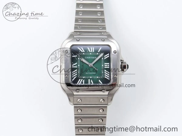 Santos de Cartier 35mm BVF 1:1 Best Edition Green Dial on SS SmartLinks Bracelet MIYOTA 9015