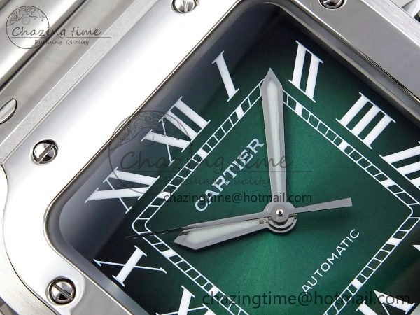 Santos de Cartier 35mm BVF 1:1 Best Edition Green Dial on SS SmartLinks Bracelet MIYOTA 9015