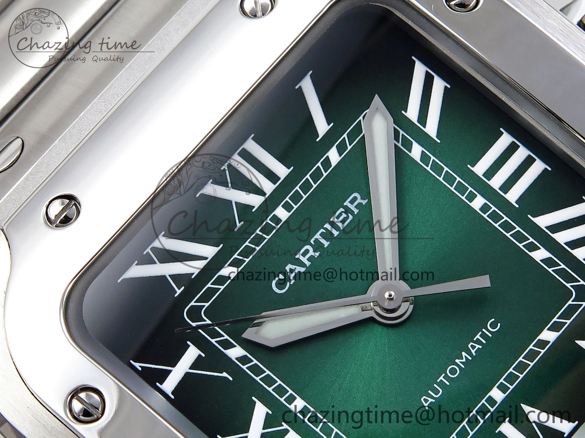 Santos de Cartier 35mm BVF 1:1 Best Edition Green Dial on SS SmartLinks Bracelet MIYOTA 9015