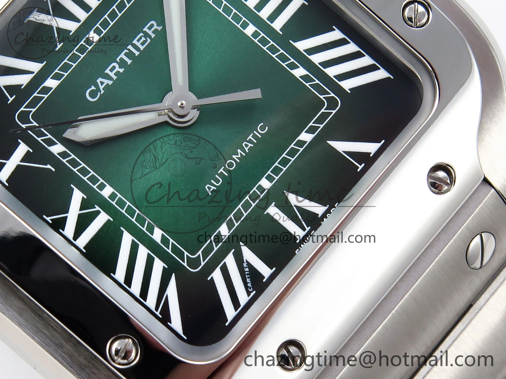 Santos de Cartier 35mm BVF 1:1 Best Edition Green Dial on SS SmartLinks Bracelet MIYOTA 9015