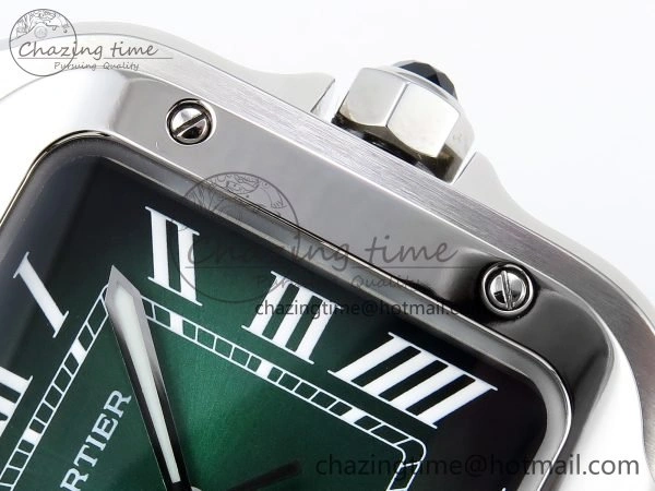 Santos de Cartier 35mm BVF 1:1 Best Edition Green Dial on SS SmartLinks Bracelet MIYOTA 9015