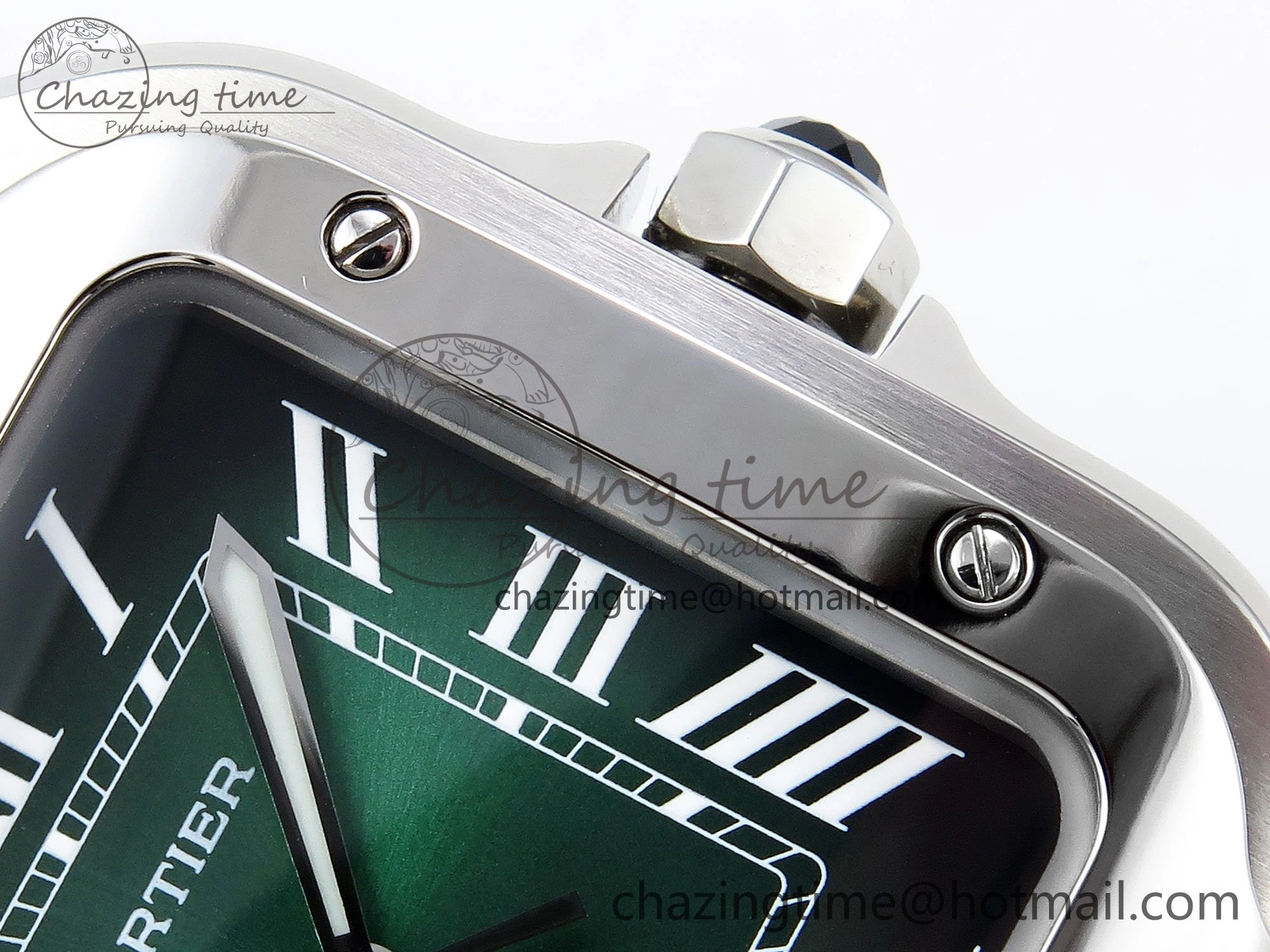 Santos de Cartier 35mm BVF 1:1 Best Edition Green Dial on SS SmartLinks Bracelet MIYOTA 9015