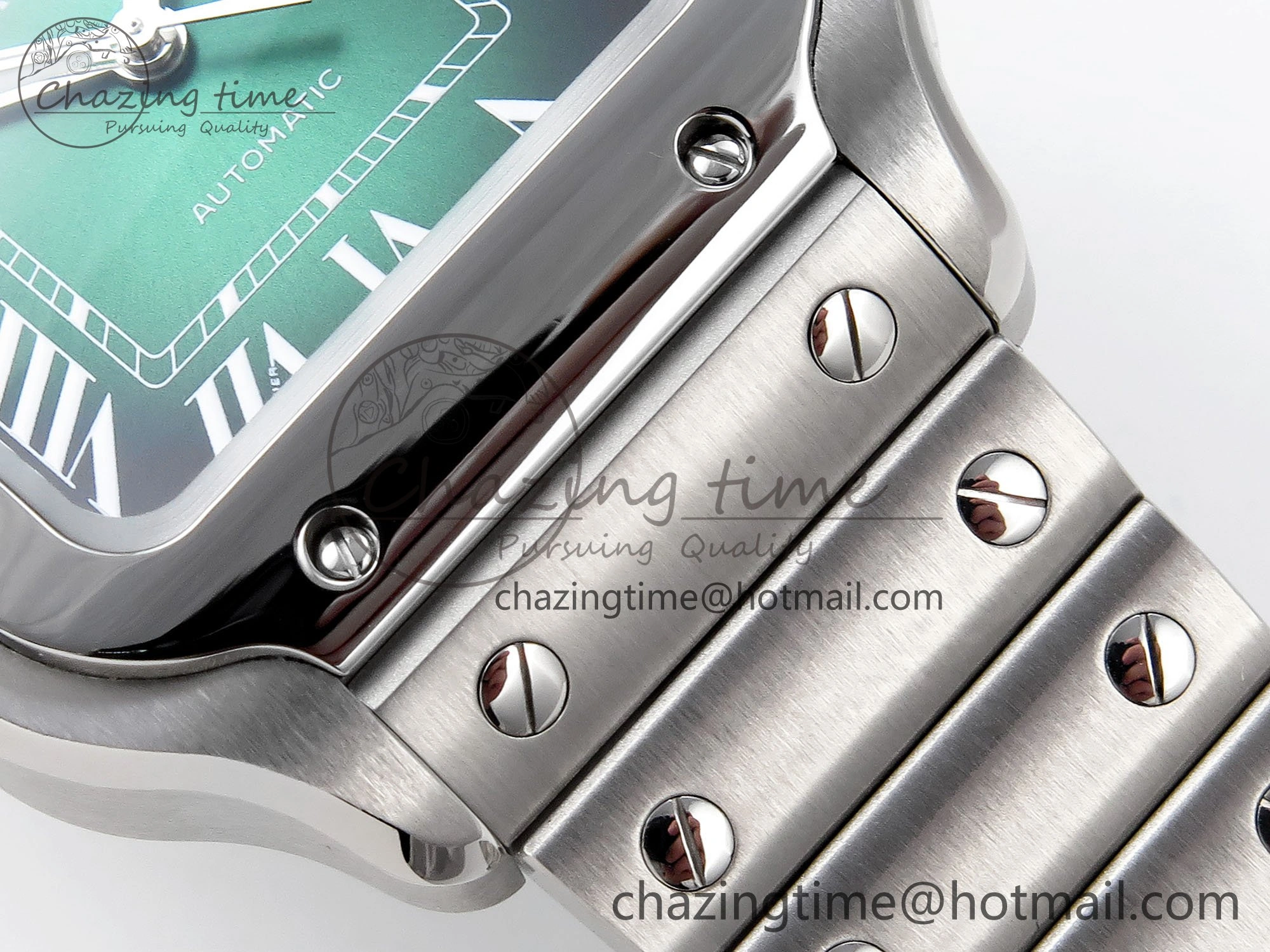 Santos de Cartier 35mm BVF 1:1 Best Edition Green Dial on SS SmartLinks Bracelet MIYOTA 9015