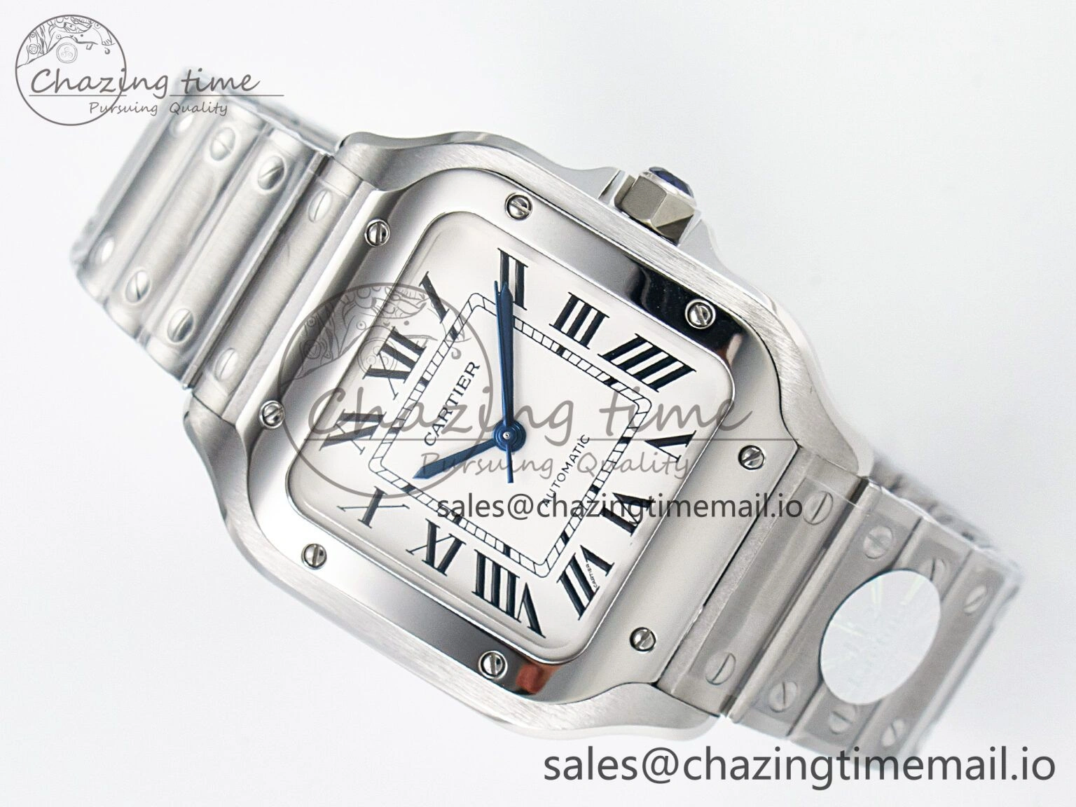 Santos de Cartier 35mm J12F 1:1 Best Edition White Dial on SS SmartLinks Bracelet MIYOTA 9015