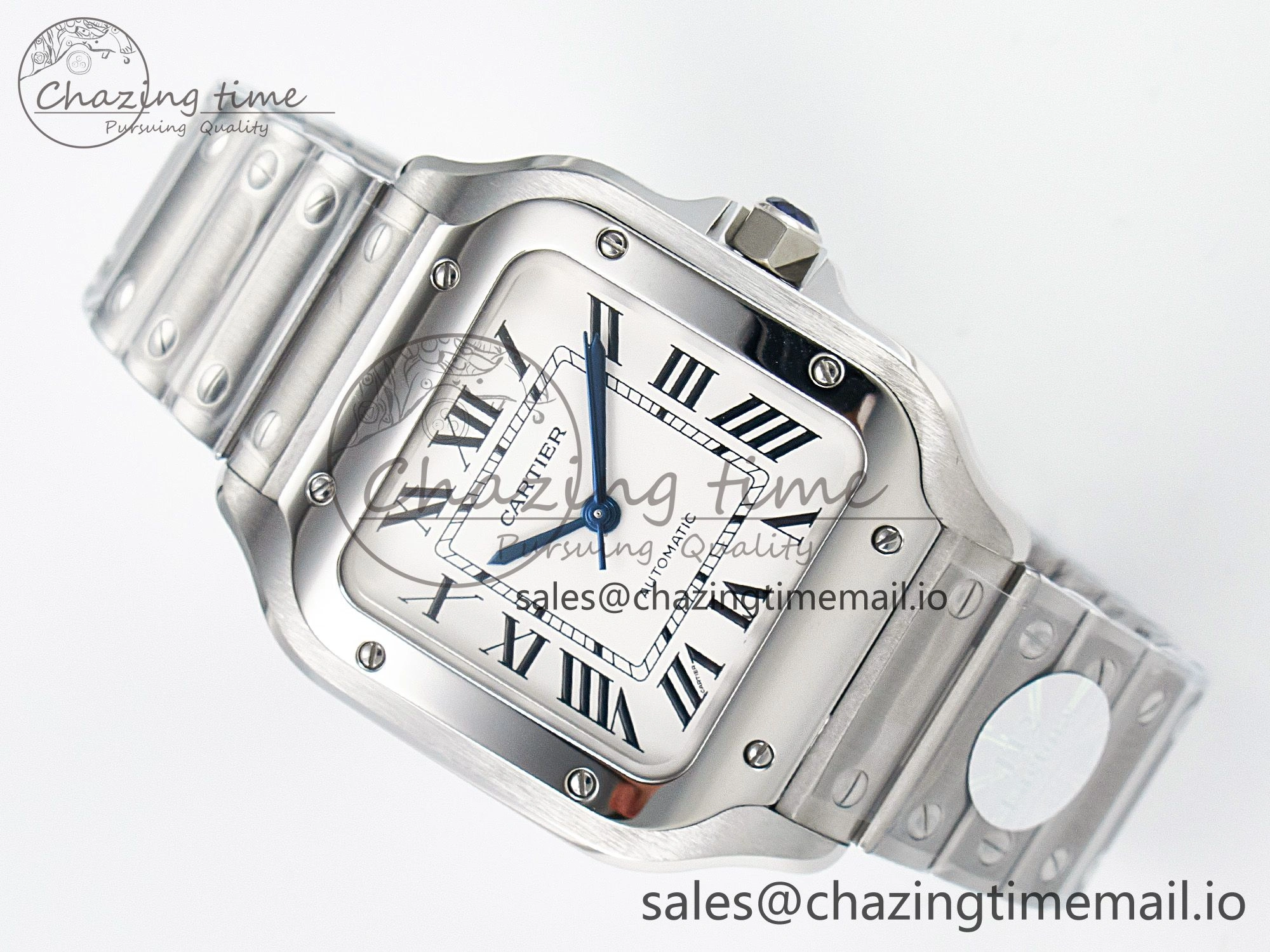 Santos de Cartier 35mm J12F 1:1 Best Edition White Dial on SS SmartLinks Bracelet MIYOTA 9015