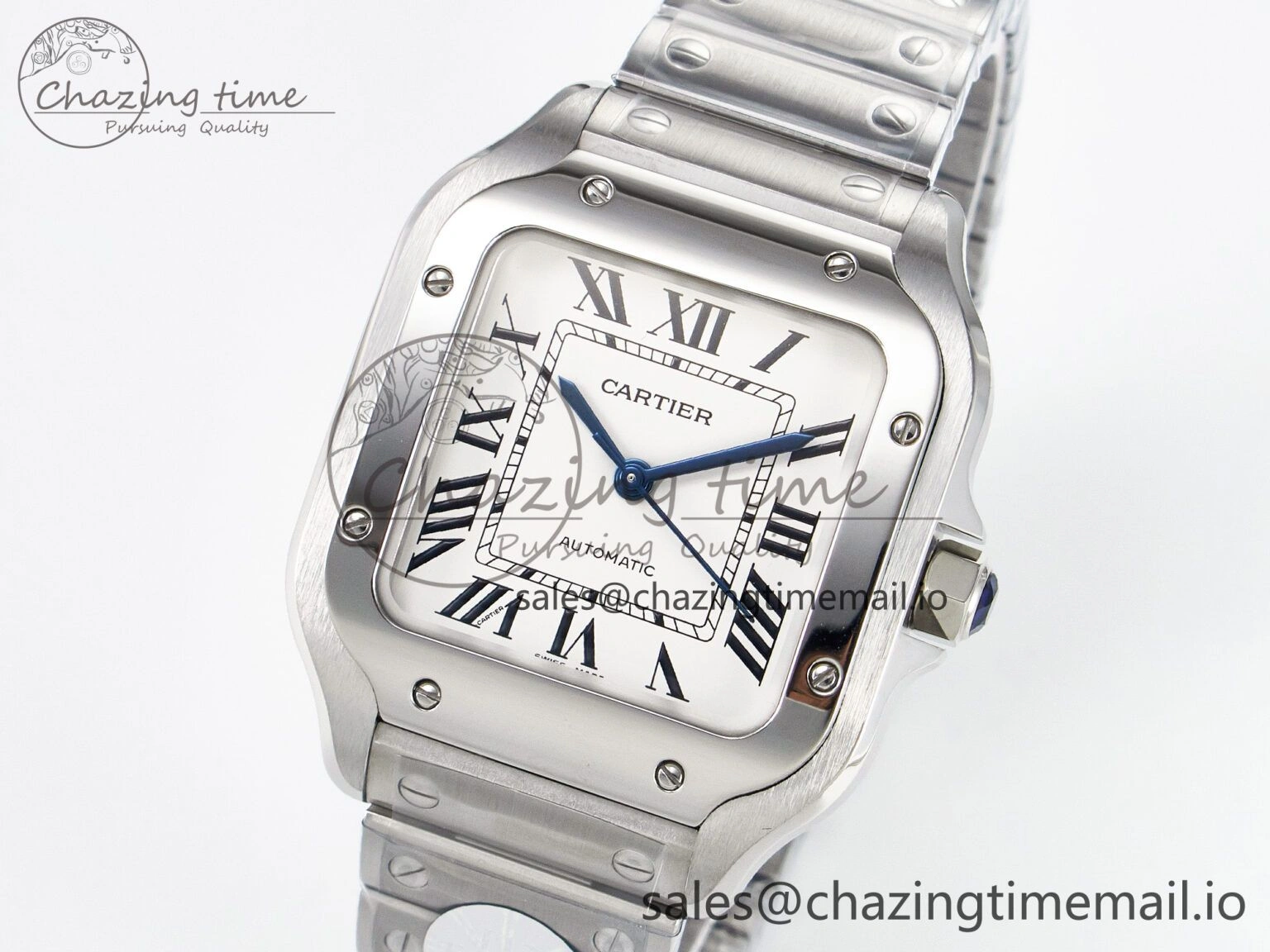 Santos de Cartier 35mm J12F 1:1 Best Edition White Dial on SS SmartLinks Bracelet MIYOTA 9015