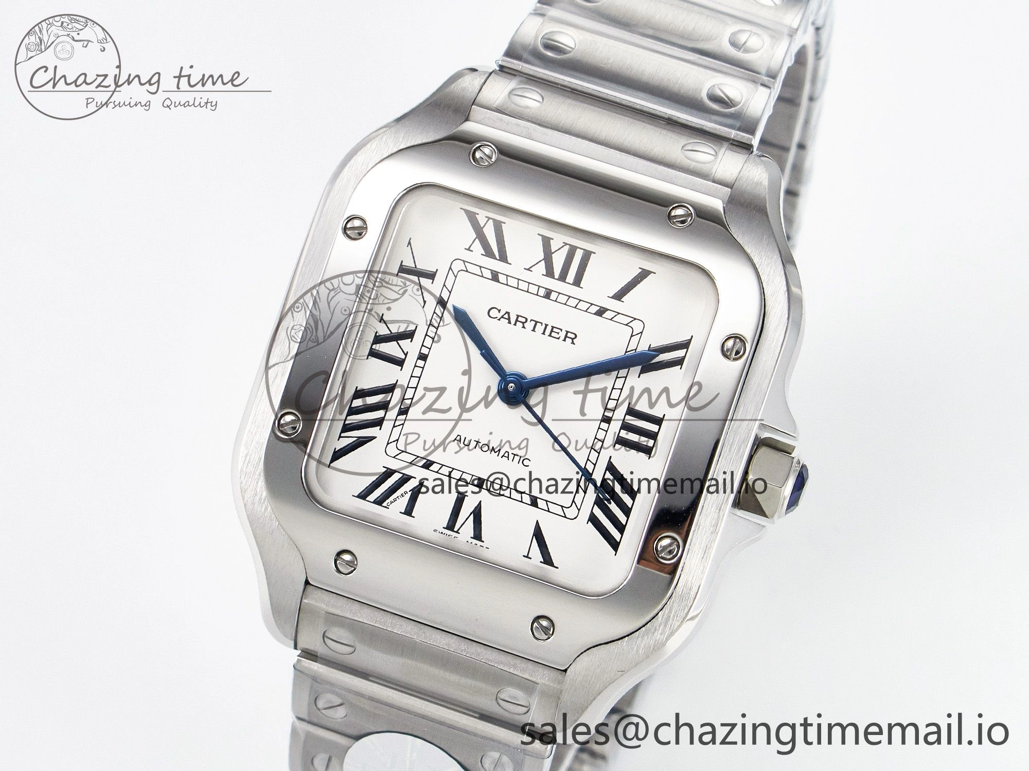 Santos de Cartier 35mm J12F 1:1 Best Edition White Dial on SS SmartLinks Bracelet MIYOTA 9015
