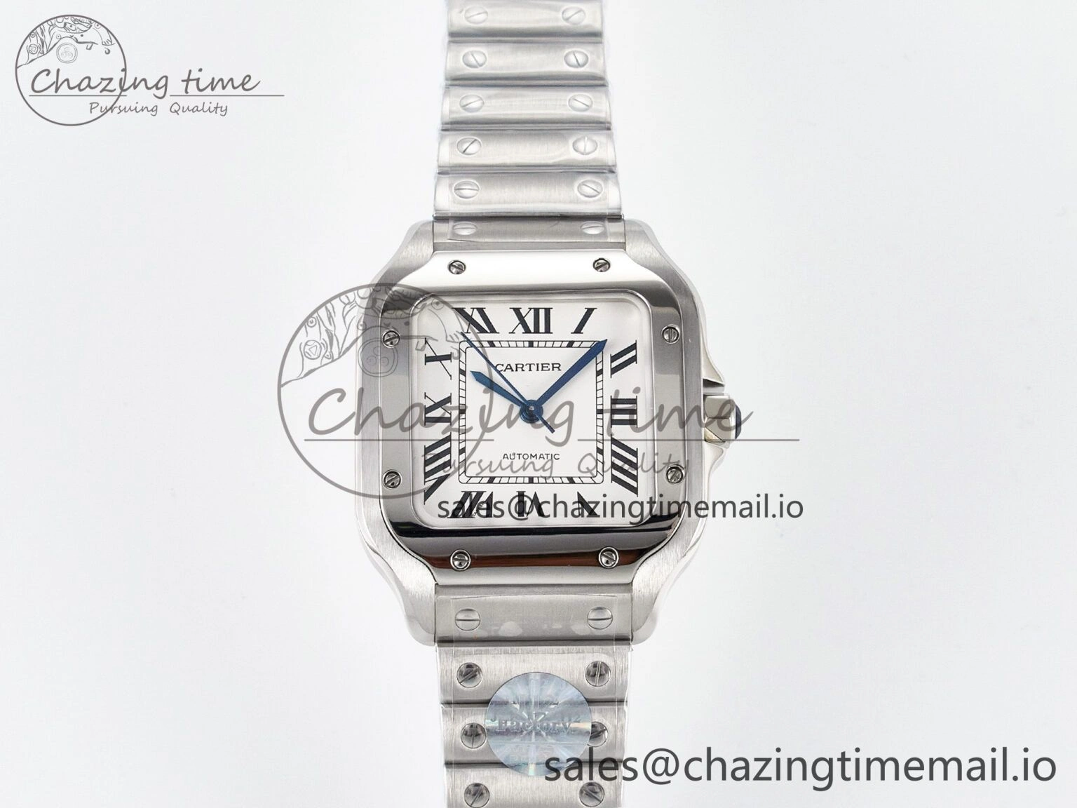 Santos de Cartier 35mm J12F 1:1 Best Edition White Dial on SS SmartLinks Bracelet MIYOTA 9015