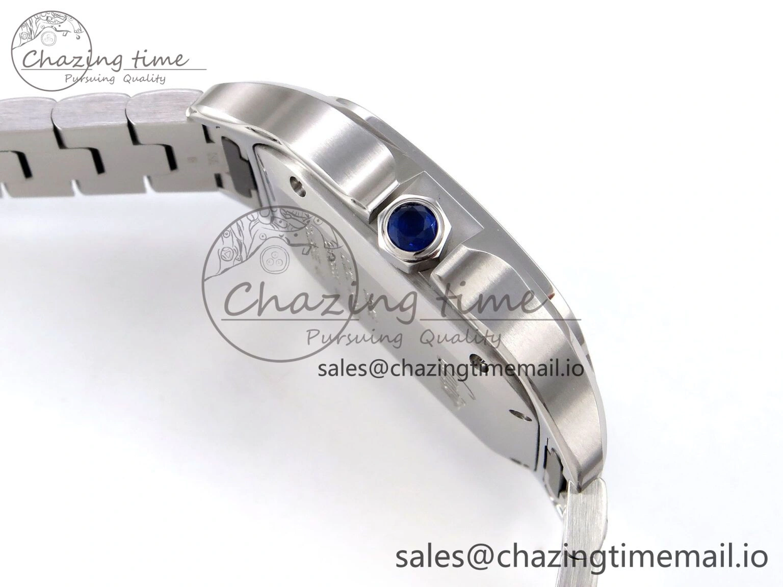 Santos de Cartier 35mm SS AF 1:1 Best Edition Blue Dial on SS SmartLinks Bracelet MIYOTA 9015