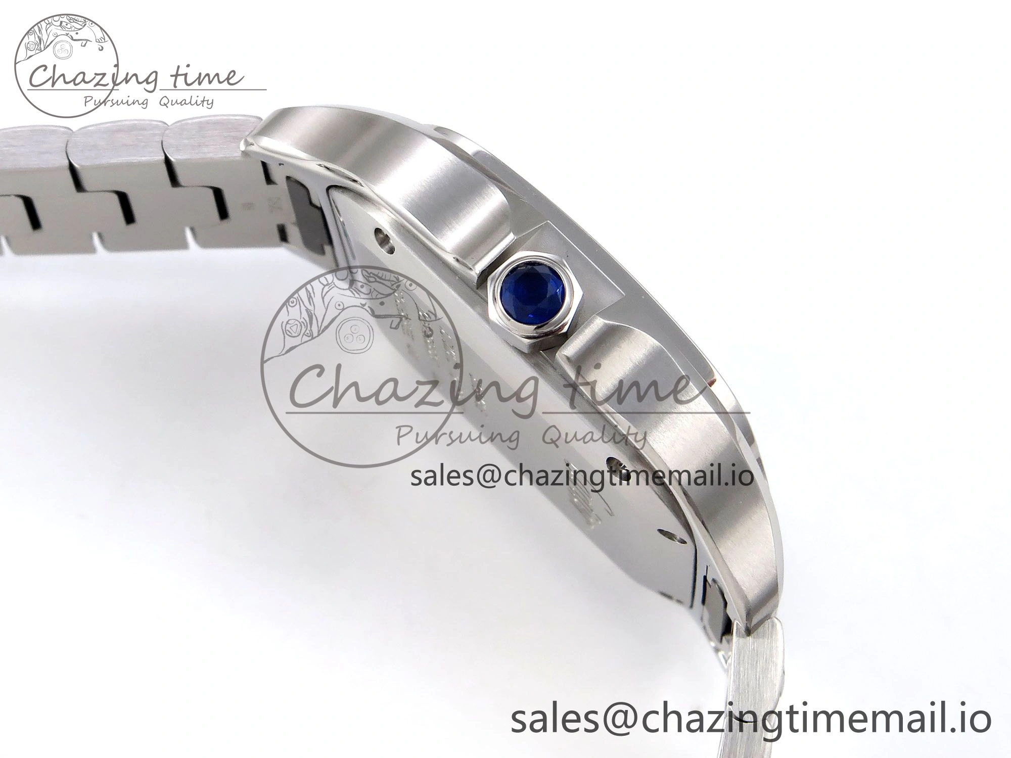 Santos de Cartier 35mm SS AF 1:1 Best Edition Blue Dial on SS SmartLinks Bracelet MIYOTA 9015