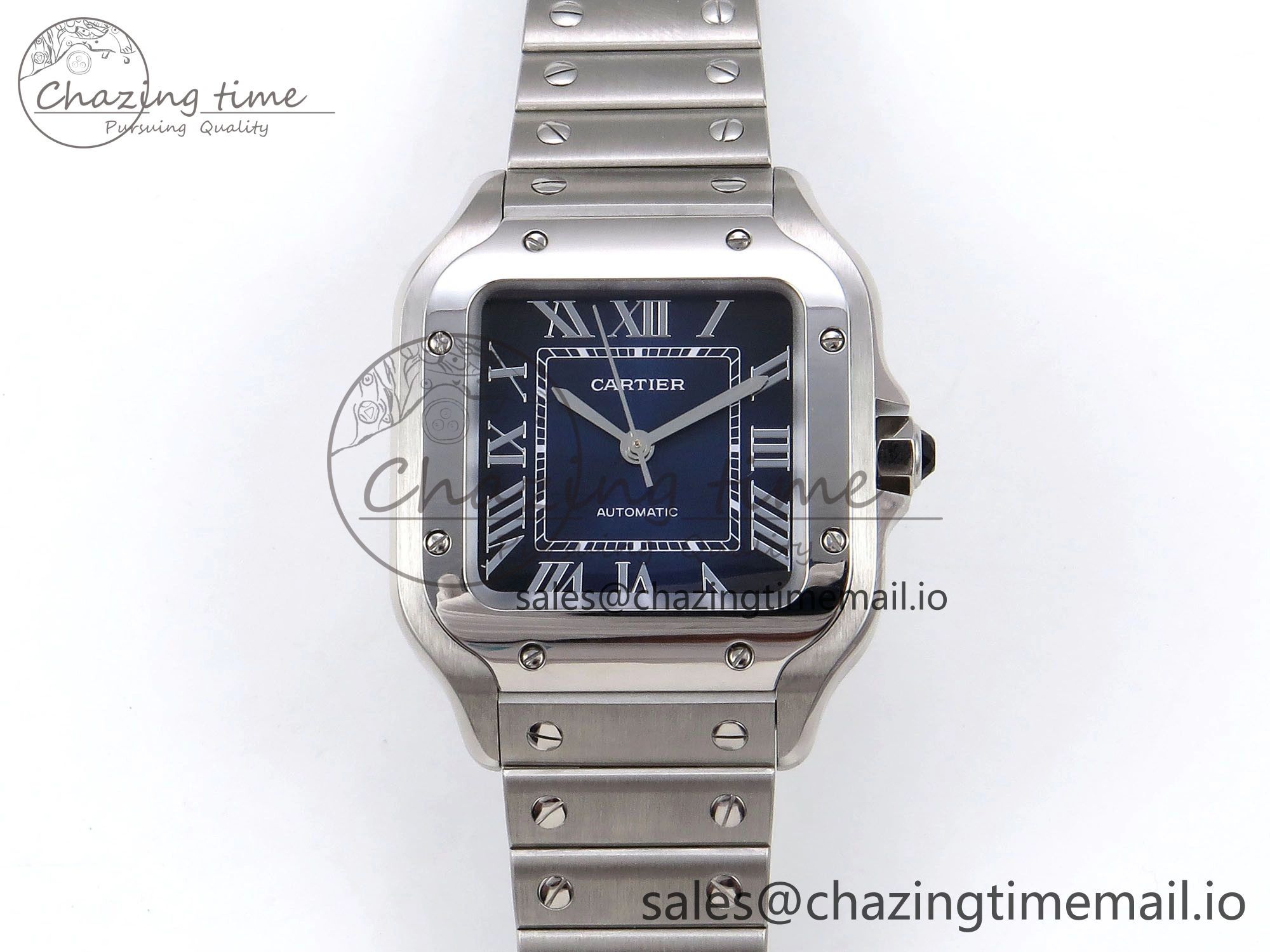Santos de Cartier 35mm SS AF 1:1 Best Edition Blue Dial on SS SmartLinks Bracelet MIYOTA 9015