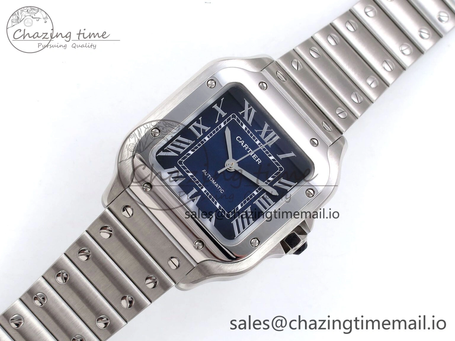 Santos de Cartier 35mm SS AF 1:1 Best Edition Blue Dial on SS SmartLinks Bracelet MIYOTA 9015