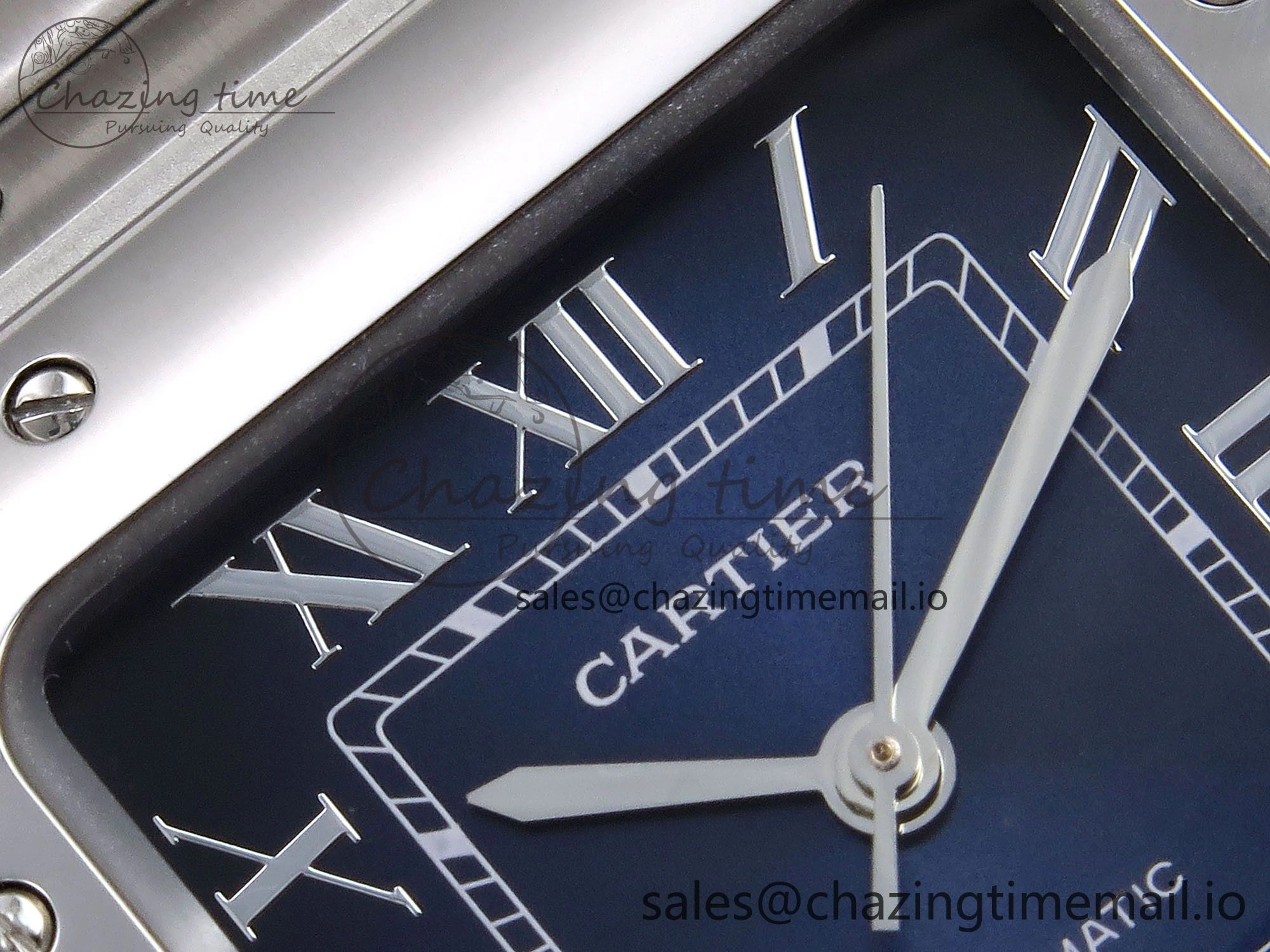 Santos de Cartier 35mm SS AF 1:1 Best Edition Blue Dial on SS SmartLinks Bracelet MIYOTA 9015