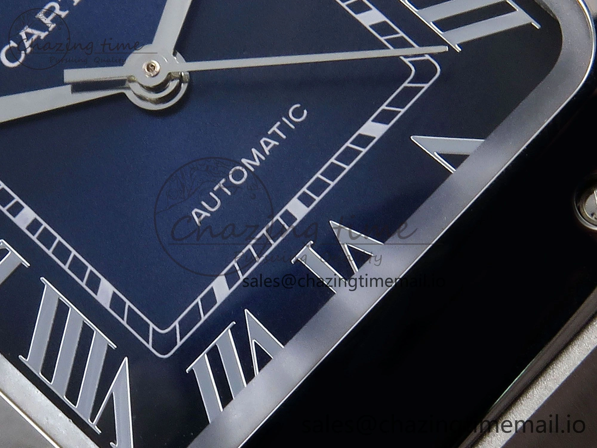 Santos de Cartier 35mm SS AF 1:1 Best Edition Blue Dial on SS SmartLinks Bracelet MIYOTA 9015